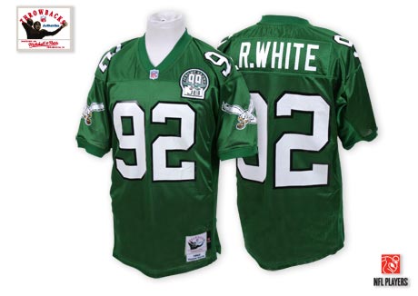 Men's Authentic Reggie White Mitchell and Ness Jersey Midnight Green Home - #92 Throwback NFL Philadelphia Eagles